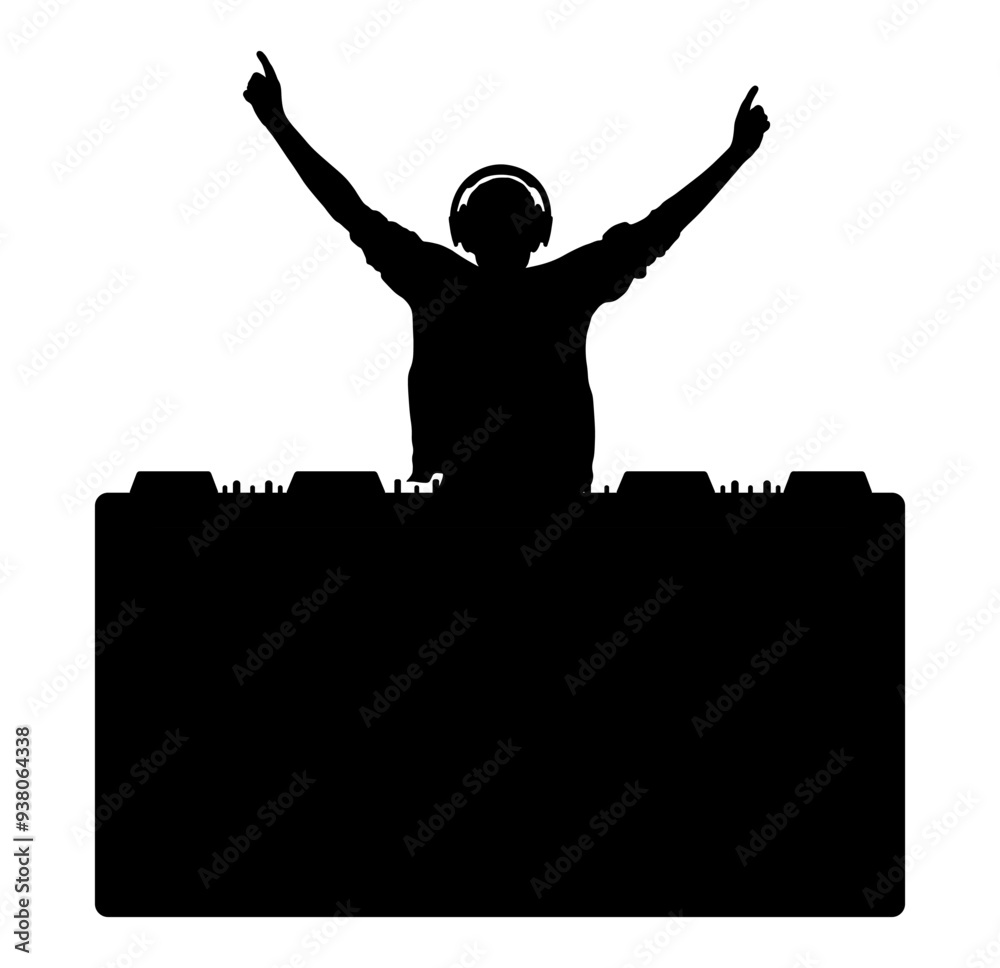custom made wallpaper toronto digitalCheerful DJ man in earphones, silhouette. Vector illustration