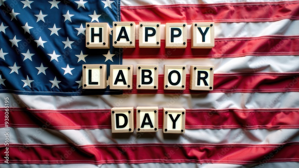 Fototapeta premium Honoring Labor Day with the Stars and Stripes and a Special Greeting
