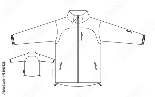Jacket cad mockup icon. Vector illustration.