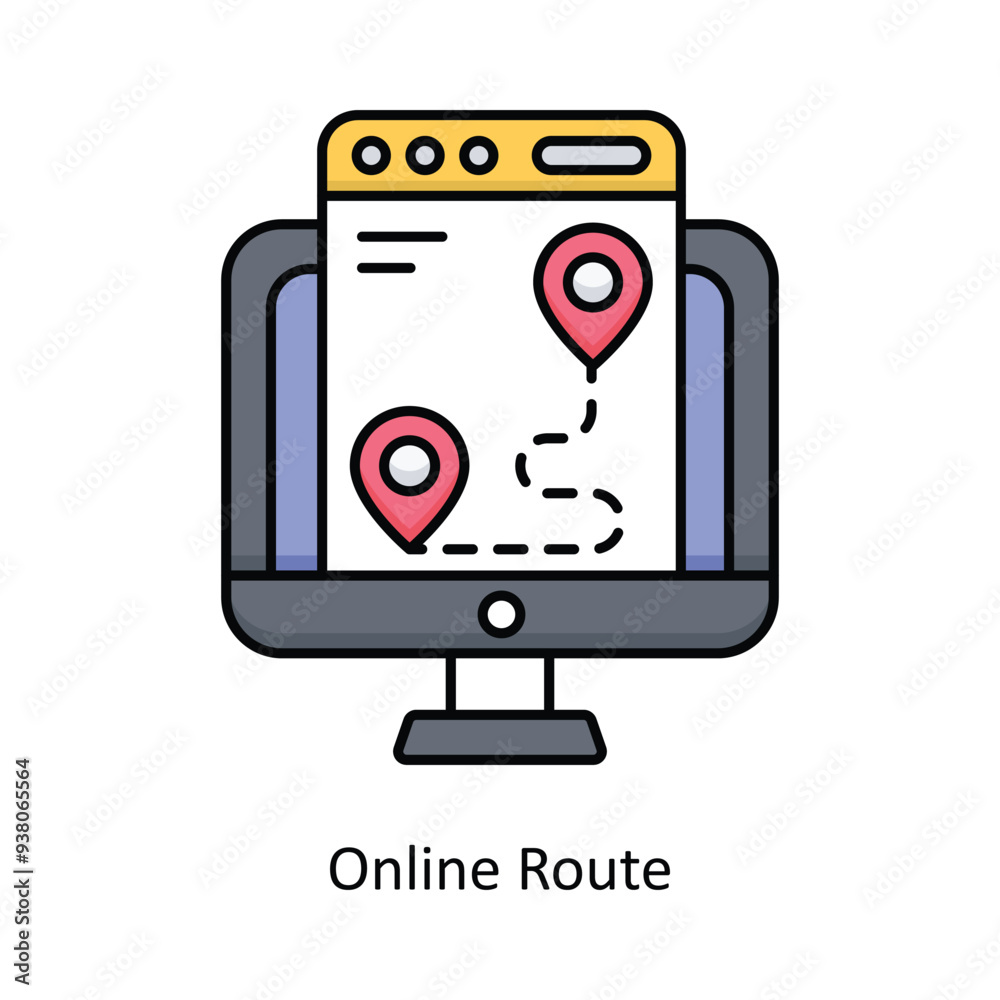 Online Route filled outline icon style illustration. EPS 10 File Online Route filled outline icon style illustration. EPS 10 File