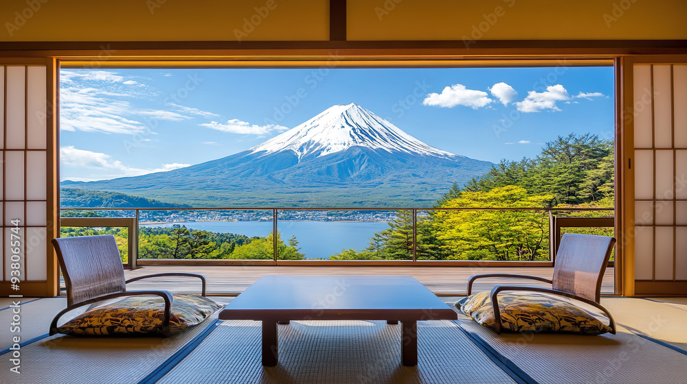 Fototapeta premium 富士山の見える旅館02