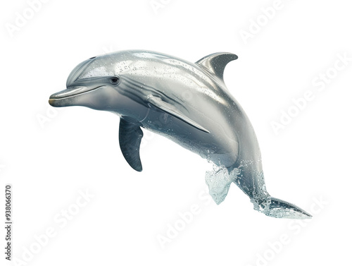 Playful dolphin, high resolution PNG, smooth skin and dynamic pose photo