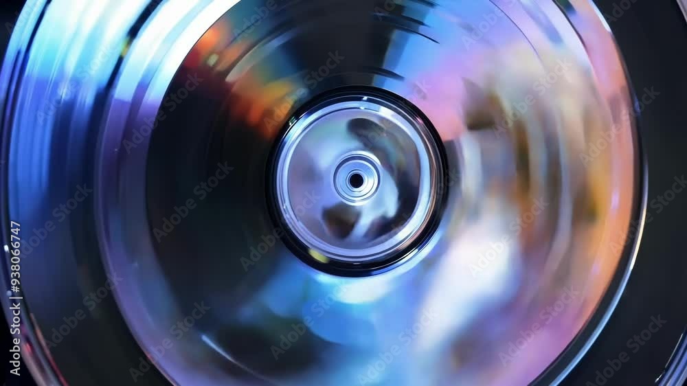 Abstract background of a metallic disk spinning very fast, creating a colorful blur effect. Perfect for technology or music themes Abstract background of a metallic disk spinning very fast, creating a colorful blur effect. Perfect for technology or music themes