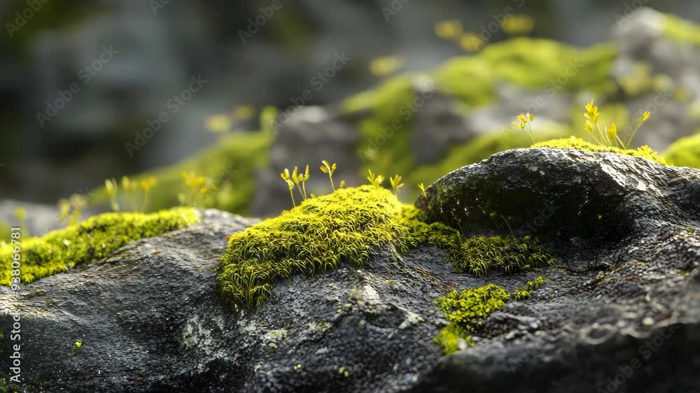 Close Up of Green Moss Growing on Rocks Close Up of Green Moss Growing on Rocks