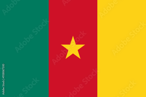 The official national flag of Cameroon. Flag of the Republic of Cameroon. Correct proportions and colors. Vector illustration