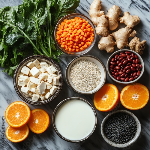 Gutfriendly foods you can eat worryfree, including yogurt, tempeh, barley, chicken breast, black beans, cashews, oranges, Swiss chard, bone broth, and parsnips photo