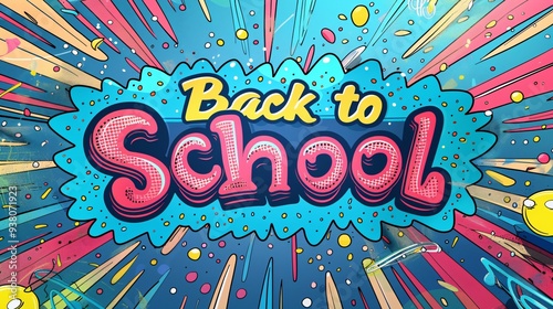 back to school lettering in pop art style