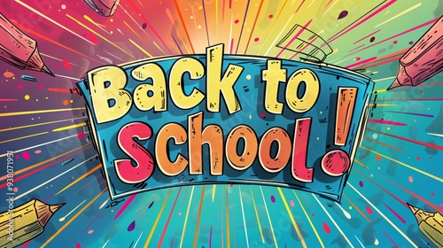 back to school text in pop art style