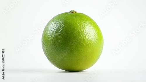 A whole, green lime isolated on a white background.