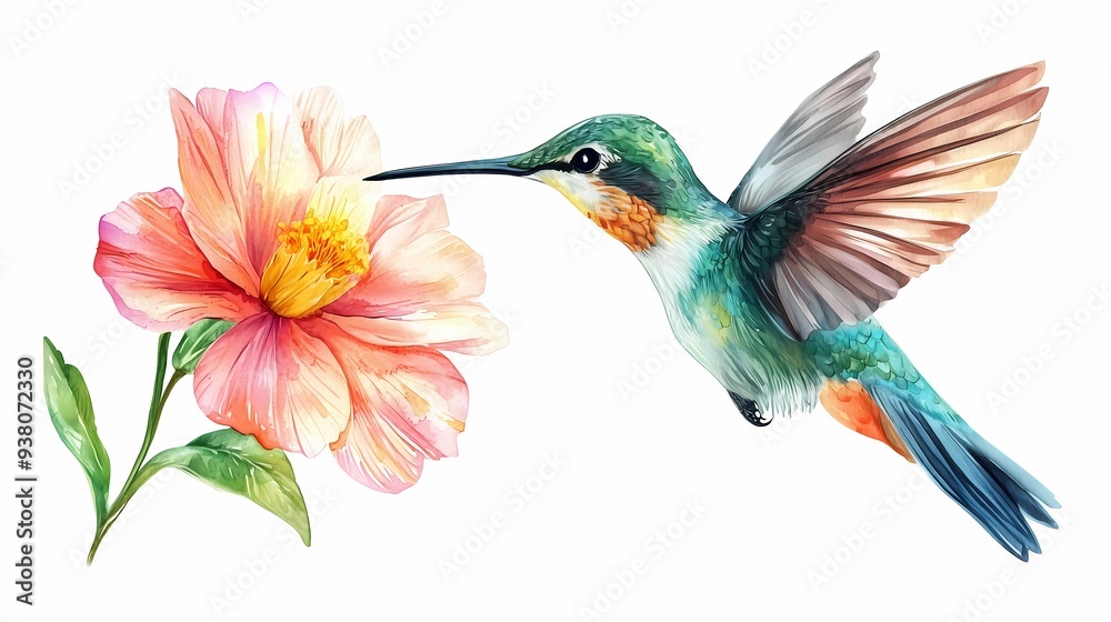 Fototapeta premium Hummingbird and Flower.
