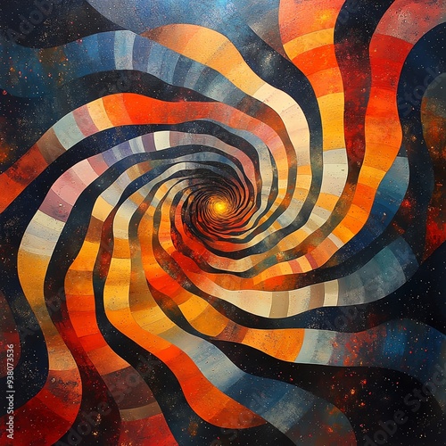 A striking visual art depiction of a vortex within the mind, with swirling, energetic patterns and bold, contrasting colors, creating a sense of movement and introspection photo