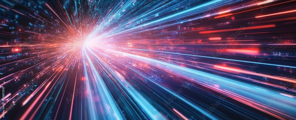 Abstract Digital Light Streaks Futuristic Technology Background
