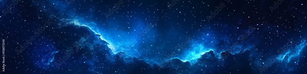 Naklejka premium Blue Nebula Space Background with Stars