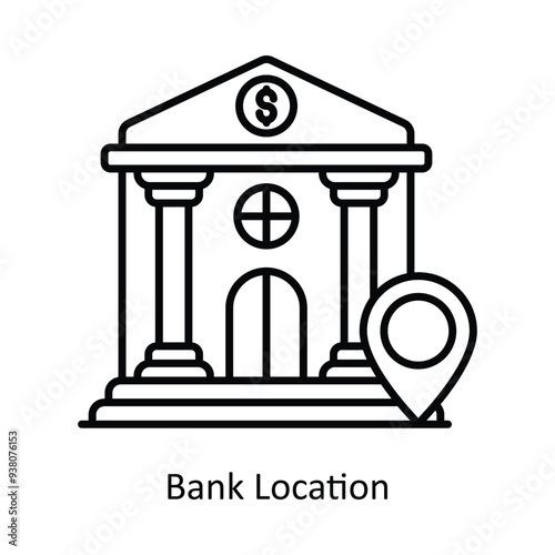 Bank Location solid icon style illustration. EPS 10 File