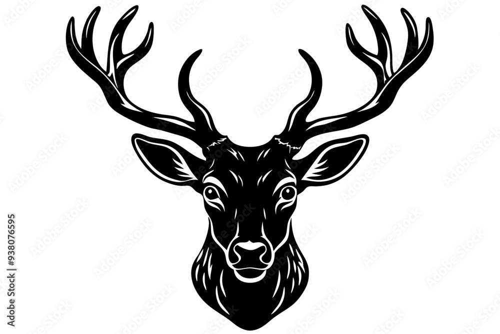 Fototapeta premium A deer head vector silhouette art illustration