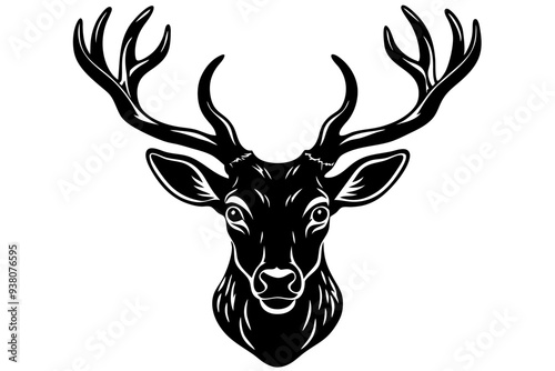 A deer head vector silhouette art illustration