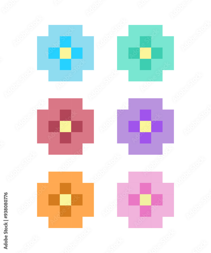 Flower pixel pattern, continuous fabric pattern vector Flower pixel pattern, continuous fabric pattern vector