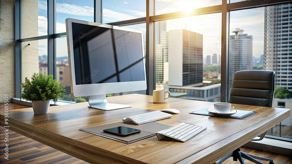A modern computer workstation with a sleek keyboard, large monitor, and scattered papers, conveying a sense of intense focus and professional dedication.
