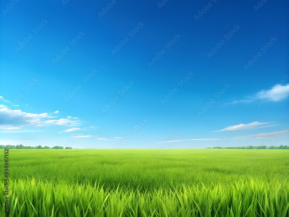 Clear blue sky with fluffy white clouds, a serene and peaceful natural field background Clear blue sky with fluffy white clouds, a serene and peaceful natural field background