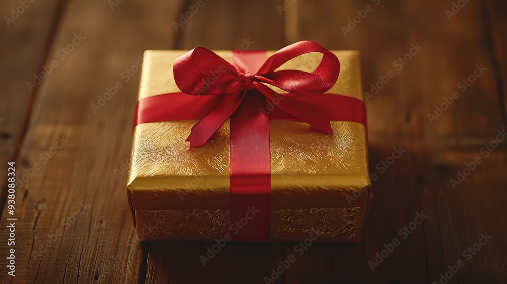Red Ribbon with Gold Bow Ideal for Wedding Decorations Red Ribbon with Gold Bow Ideal for Wedding Decorations