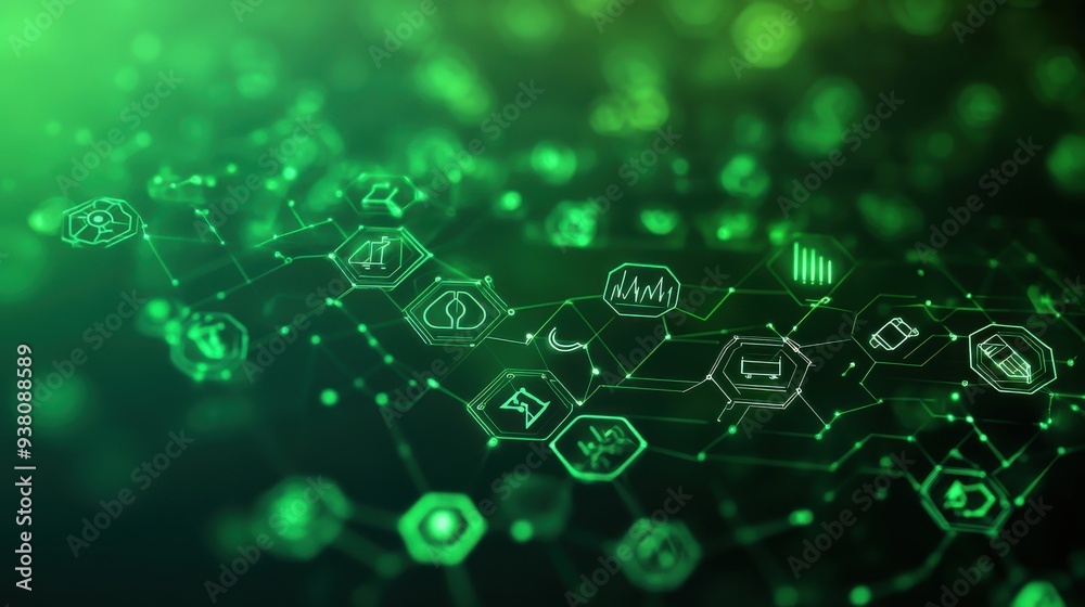 A conceptual image of clean energy and ESG icons on a digital green background with network connections, representing the sustainability and ethics of natural gas energy. A conceptual image of clean energy and ESG icons on a digital green background with network connections, representing the sustainability and ethics of natural gas energy.