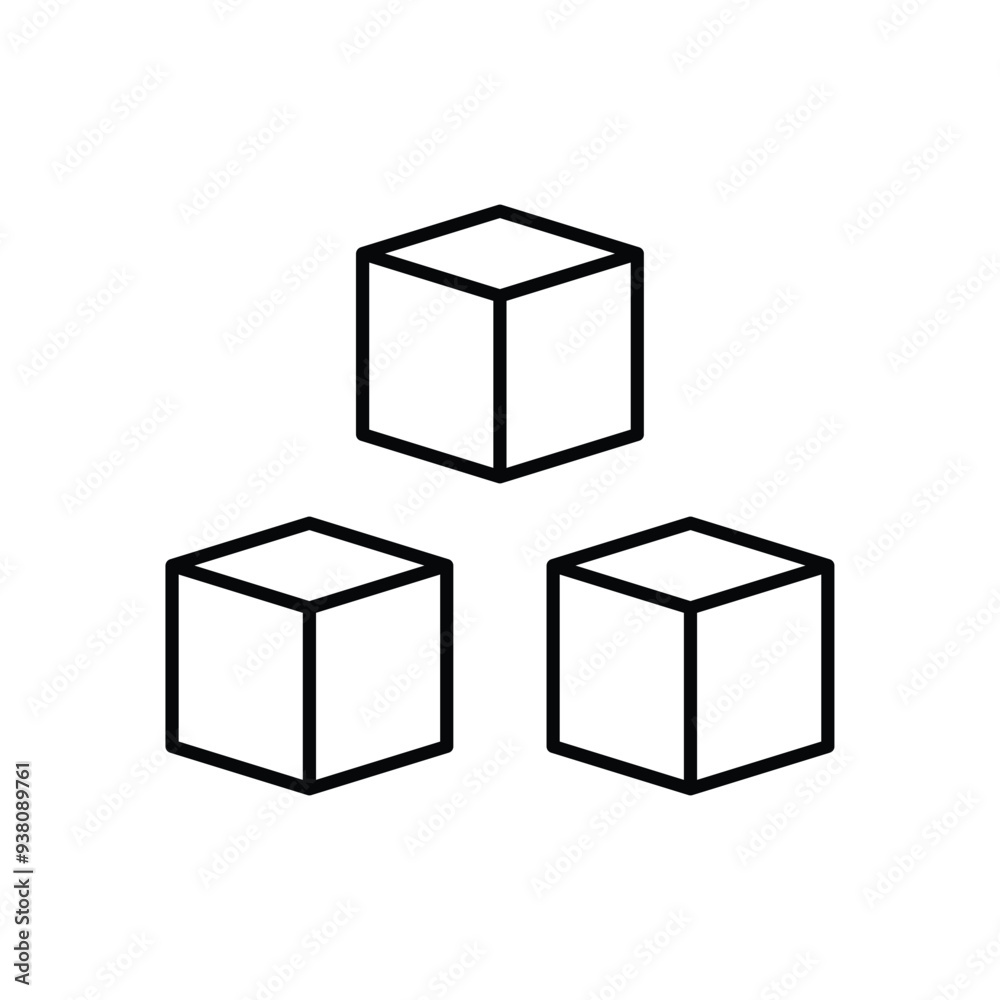 3d shape line icon with white background vector stock illustration 3d shape line icon with white background vector stock illustration