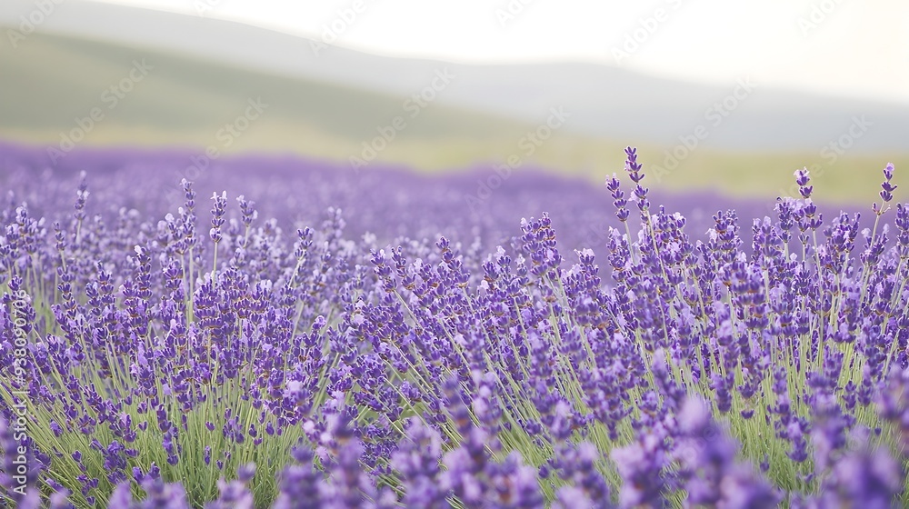 Obraz premium Breathtaking photograph of a lavender field in full bloom showcasing a serene and picturesque countryside landscape The vibrant purple flowers stretch out across the rolling hills