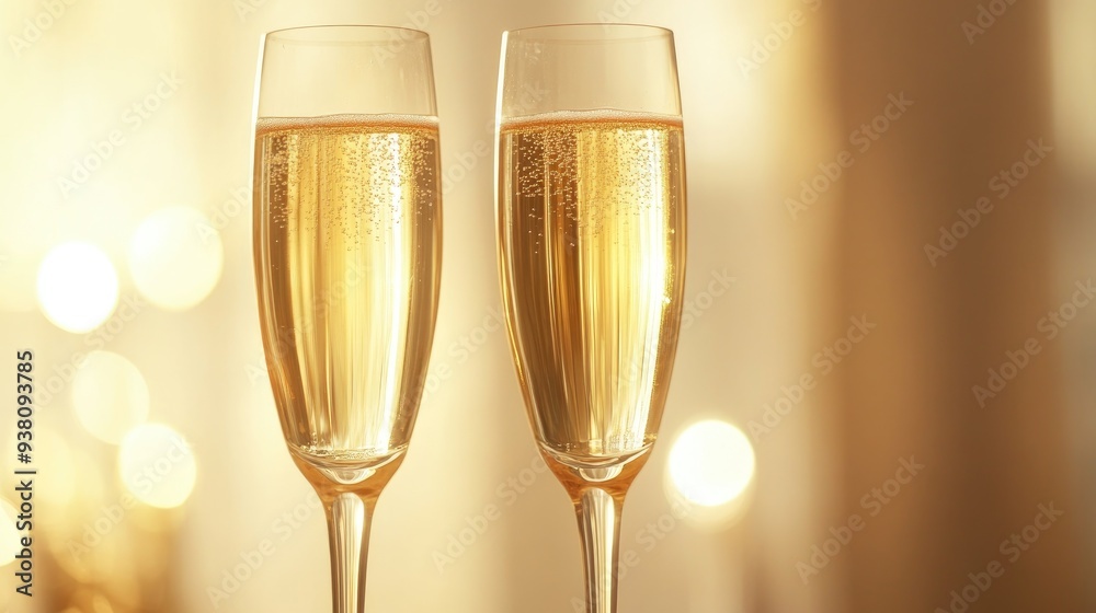 Golden champagne glasses clinking in a toast, celebration and luxury lifestyle concept, elegant background Golden champagne glasses clinking in a toast, celebration and luxury lifestyle concept, elegant background