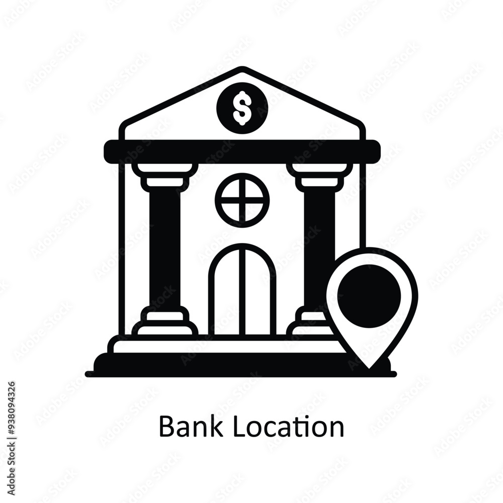 Bank Location solid icon style illustration. EPS 10 File Bank Location solid icon style illustration. EPS 10 File