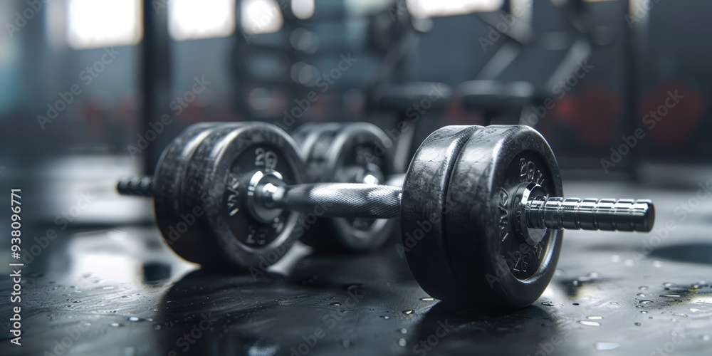 Dumbbell on Gym Floor Dumbbell on Gym Floor