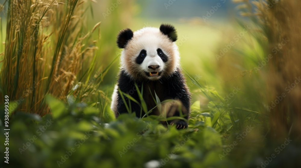 Playful Panda in Greenery Playful Panda in Greenery