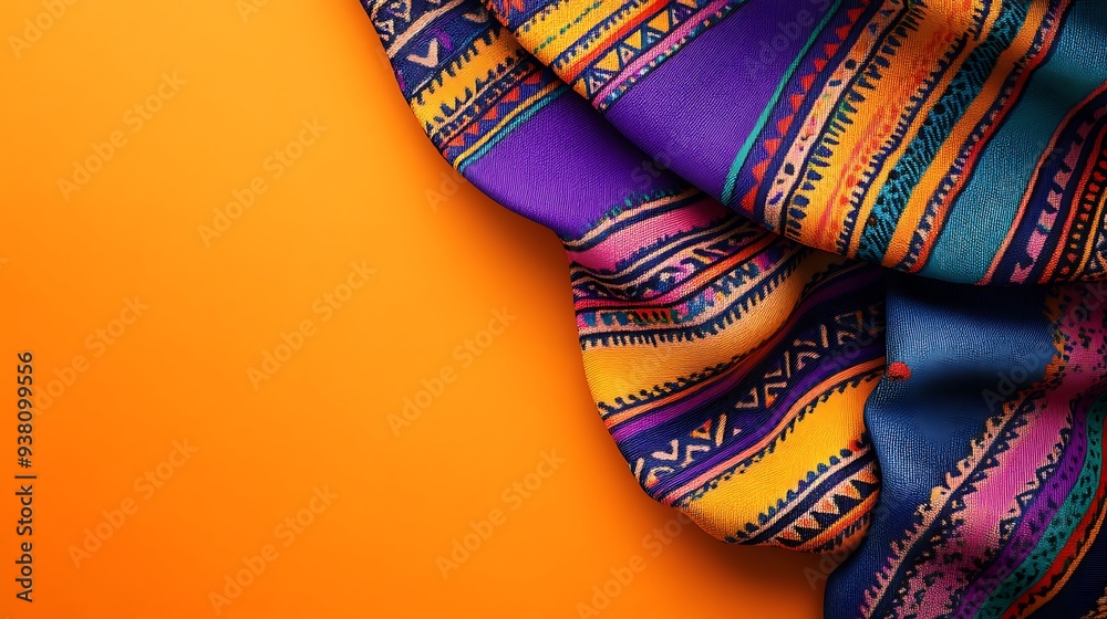 Mexican Fabric with Deep Colors and Copy Space Mexican Fabric with Deep Colors and Copy Space