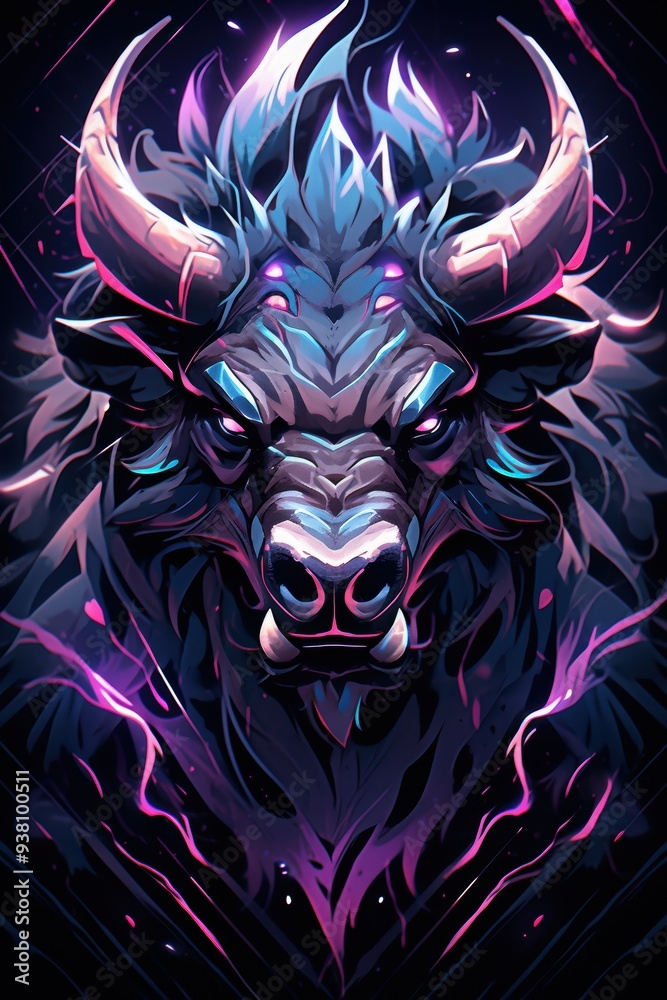 Naklejka premium Fierce, Digital Bull