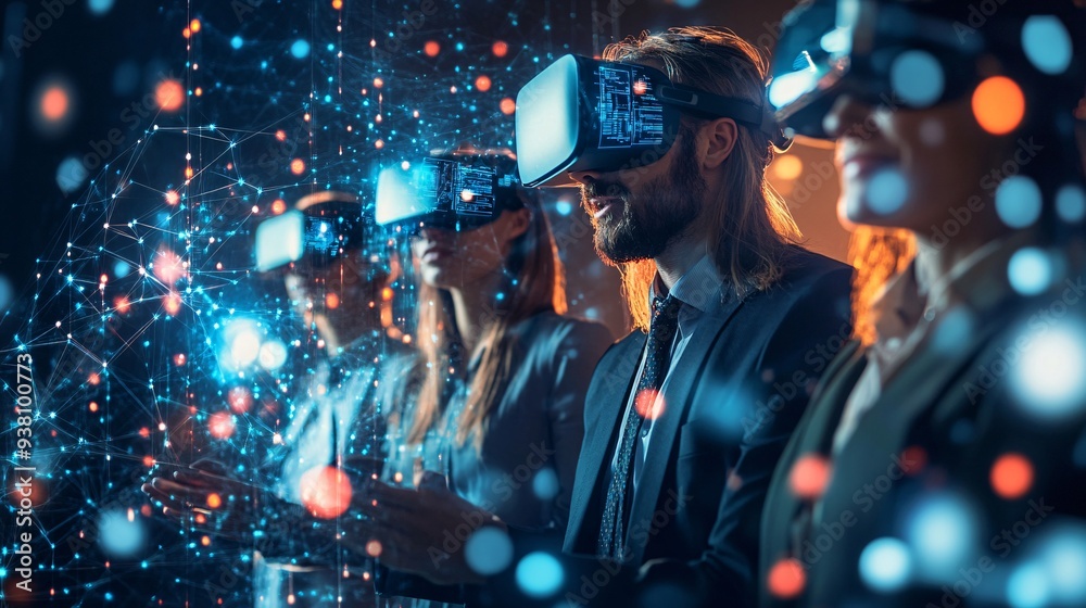 Business Professional Engaging with Virtual Technology Business Professional Engaging with Virtual Technology