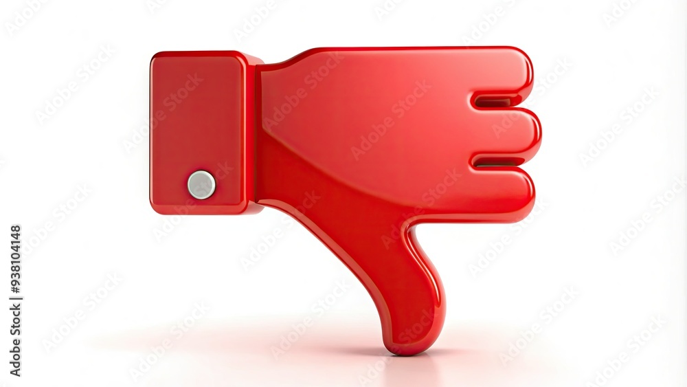 A red thumb icon pointing downwards, indicating dislike or disapproval, isolated on a white background, symbolizing negative feedback or rejection. A red thumb icon pointing downwards, indicating dislike or disapproval, isolated on a white background, symbolizing negative feedback or rejection.