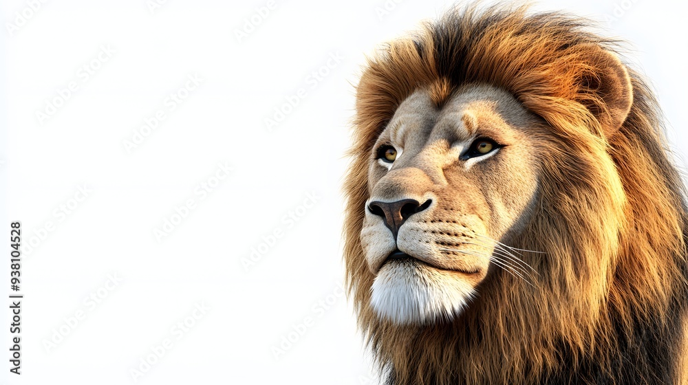 108. **A lifelike 3D render of a ceramic tile art showcasing a majestic lion with vibrant mane details, isolated on a white background
