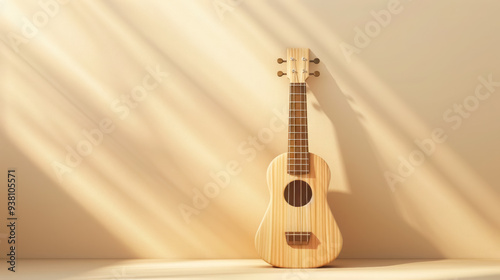 minimalist ukulele on soft light background