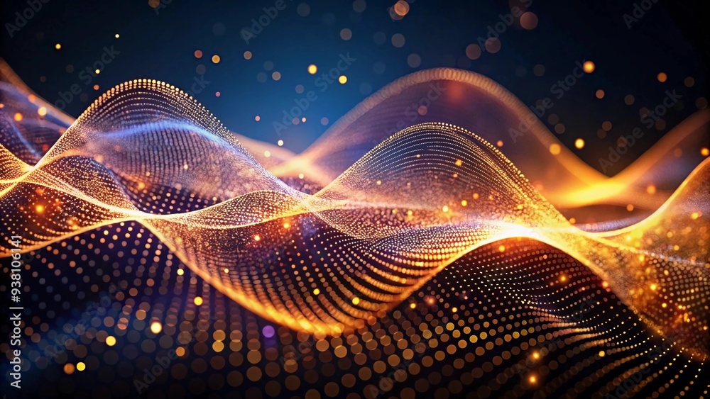 A moving digital 3d wave. Futuristic dark background with dynamic blue particles. The concept of big data. Cyberspace. A moving digital 3d wave. Futuristic dark background with dynamic blue particles. The concept of big data. Cyberspace.