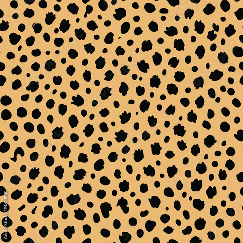 Cheetah skin seamless pattern vector design, animal print background, wild cat fur texture, stylish abstract cheetah spots, repeating pattern for fabric, wallpaper, fashion design