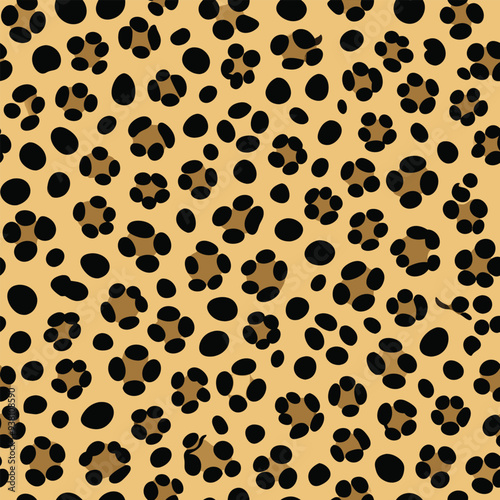 Cheetah skin seamless pattern vector design, animal print background, wild cat fur texture, stylish abstract cheetah spots, repeating pattern for fabric, wallpaper, fashion design