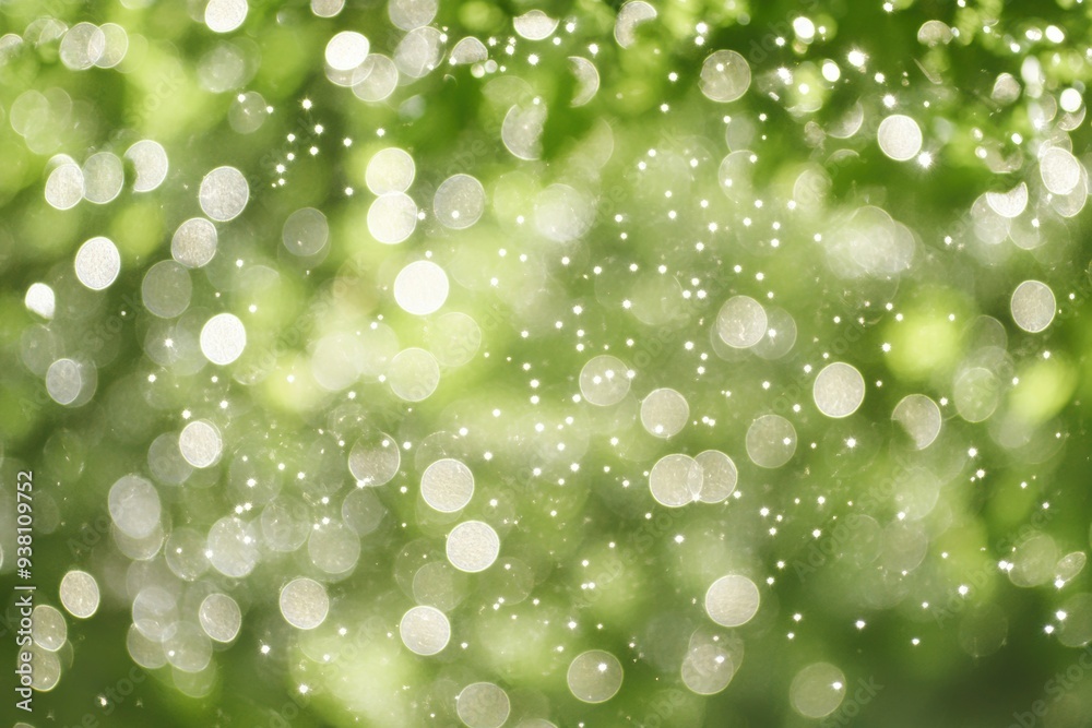 Fototapeta premium Sunlight shimmering dew-covered leaves