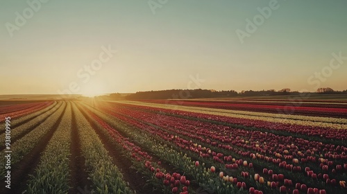 Sunset over Tulip Field