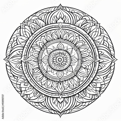 A complex mandala image painstakingly created from layers of vibrant paper mandala illustration photo