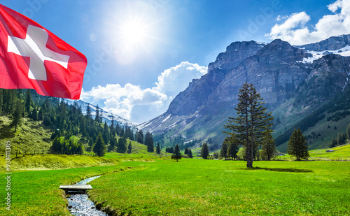 Schöne Schweizer Landschaft im Frühling