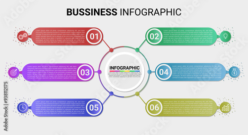 Infographic 6 Step timeline journey, calendar Flat simple infographics design template. presentation graph. Business concept with 6 options, vector illustration.