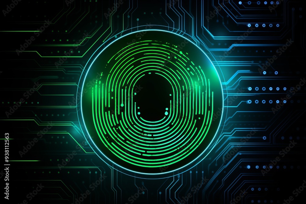 Fototapeta premium Cybersecurity Fingerprint: Digital Identity and Data Protection