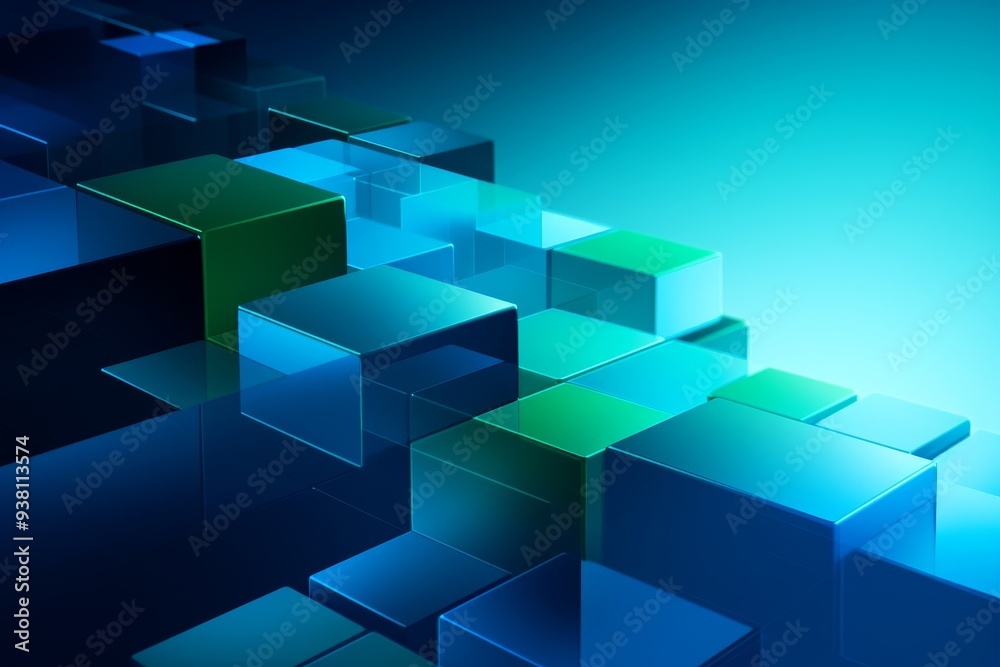 Abstract Geometric Blue and Green 3D Background Abstract Geometric Blue and Green 3D Background