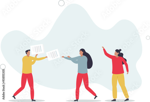 assign tasks, job or project to staff responsibility concept.flat design with people.