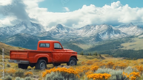 Adventurous Pickup Truck Climbing Steep Rocky Slope