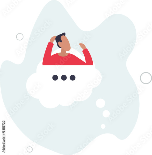 focus on new idea, concentration or contemplation, skeptical or rational concept.flat design with people.